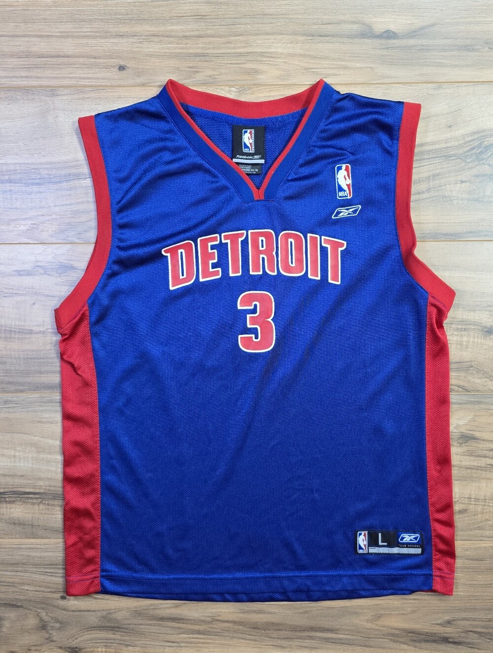 Reebok Detroit Pistons Ben Wallace #3 Youth Jersey | Royal Blue & Red